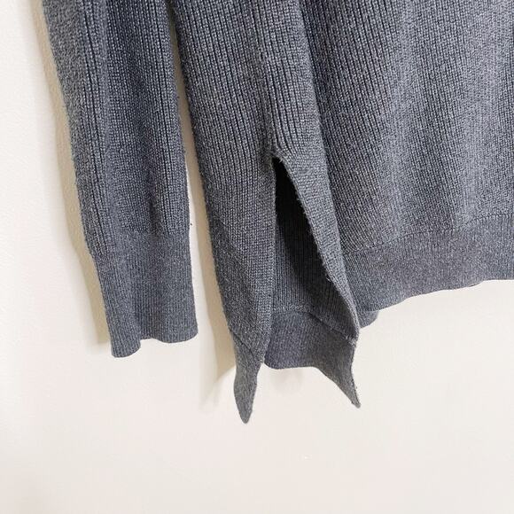 Athleta Small Rest Day Asymmetrical Sweater Gray Ribbed Pima Cotton Lyocell Silk - Picture 6 of 11